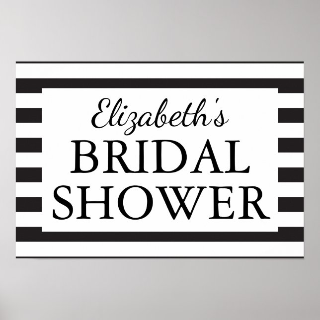 Bridal Shower Black & White Stripes Poster (Front)
