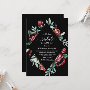 Bridal Shower Black with Red Roses Invitation