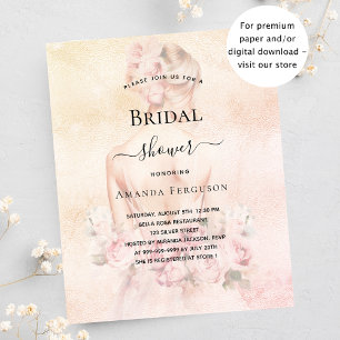 Bridal shower blonde bride rose budget invitation