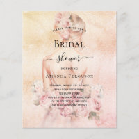 Bridal shower blonde bride rose budget invitation