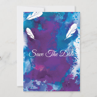 Bridal Shower, blue and feathers Invitation