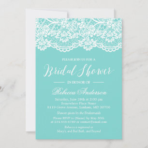Bridal Shower Blue Elegant Lace Pattern Invitation