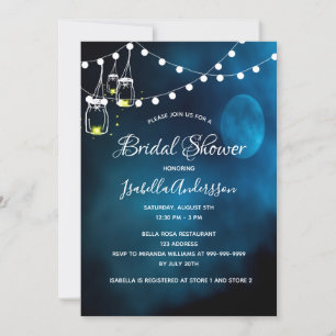 Bridal shower blue moon light strings invitation