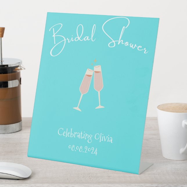 BRIDAL SHOWER BLUE PEDESTAL SIGN (In SItu)