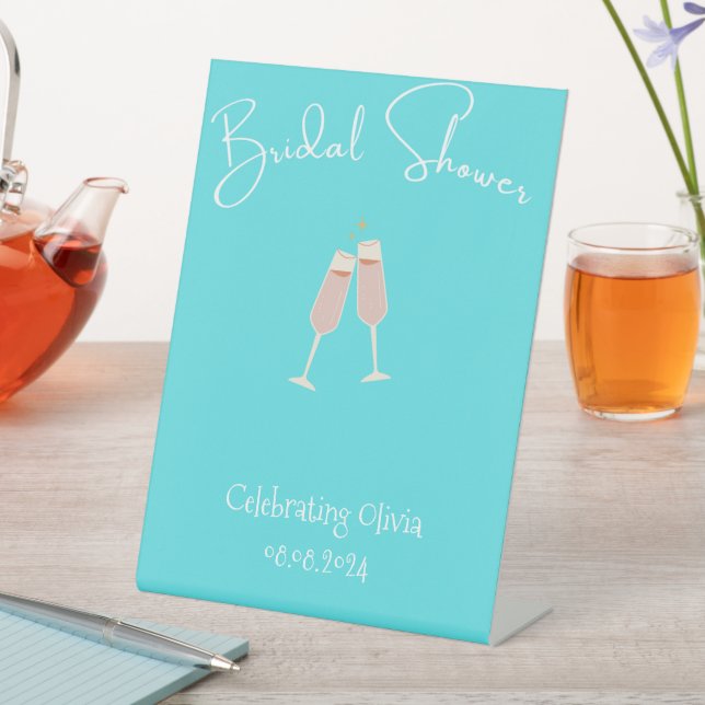 BRIDAL SHOWER BLUE PEDESTAL SIGN (In SItu)