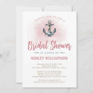 Bridal Shower Blush Nautical Anchor Invitation