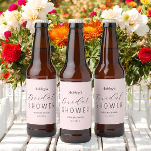 Bridal Shower Blush Pink Brunch Beer Bottle Label