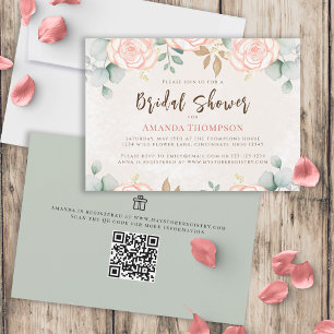 Bridal Shower Blush Pink Floral Eucalyptus  Invitation