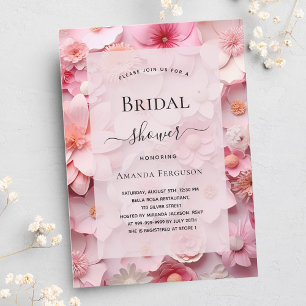 Bridal Shower blush pink flowers Invitation Postcard