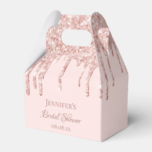 Bridal Shower blush rose gold drips name Favour Box