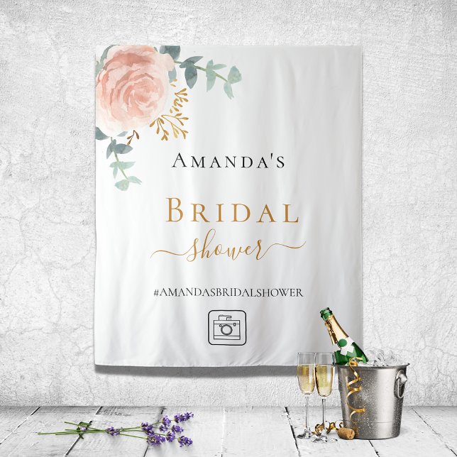 Bridal Shower blush rose gold floral eucalyptus Tapestry (Creator Uploaded)
