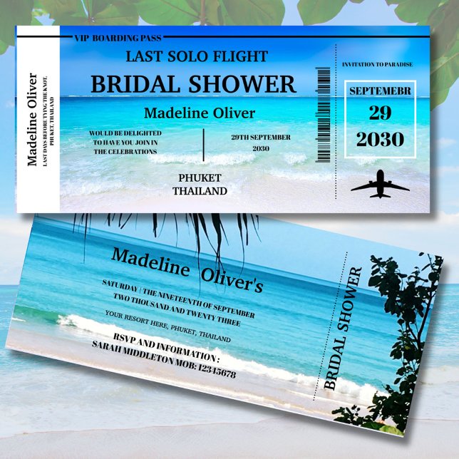 Bridal Shower Boarding Pass Last Solo Flight  (Creator Uploaded)