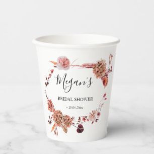 Bridal Shower boho flowers Paper Cups
