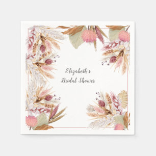 Bridal Shower BOHO Terracotta Pampas Grass Wheat Napkin