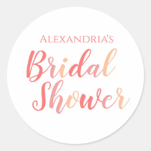 Bridal Shower Boho Typography Party Classic Round Sticker