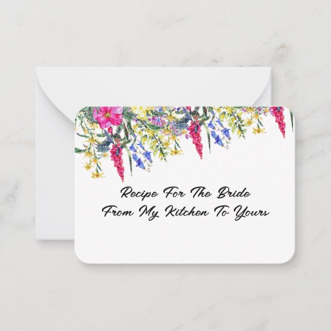 bridal shower Botanical floral recipe card (Front)