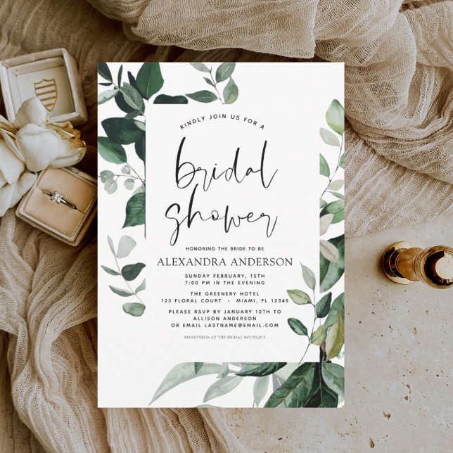 Bridal Shower Botanical Greenery Invitation (Creator Uploaded)