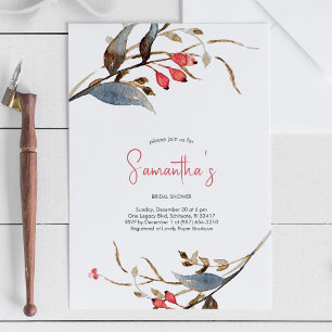 Bridal Shower Botanical Watercolor Christmas Party Invitation