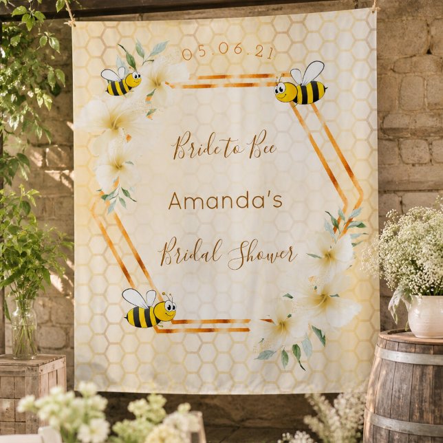Bridal Shower bride to bee honeycomb bumble bees Tapestry (Creator Uploaded)