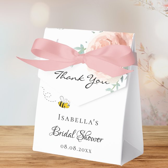 Bridal shower bride to bee pink floral thank you favour box (Creator Uploaded)