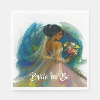 Bridal Shower Bride with Bouquet Napkin