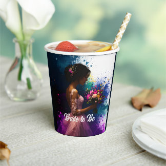 Bridal Shower Bride with Bouquet Paper Cups