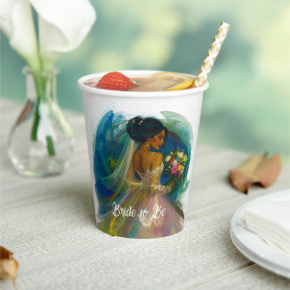 Bridal Shower Bride with Bouquet Paper Cups