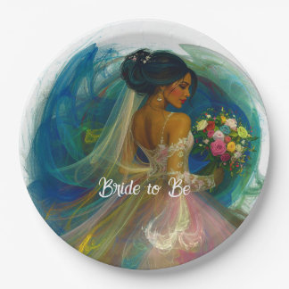 Bridal Shower Bride with Bouquet Paper Plate