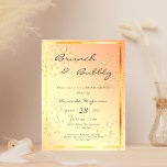 Bridal shower bruch bubbly bubbles gold invitation postcard<br><div class="desc">A trendy, glamourous bridal shower invitation card. A golden gradient coloured background, with dark grey letters. The text: Brunch & Bubbly and the name of the bride is written with a modern handlettered style script. Templates for your party information. Decorated with golden bubbles and a slim faux gold frame. Tip:...</div>
