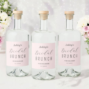 Bridal Shower Brunch Blush Pink Liquor Bottle Label