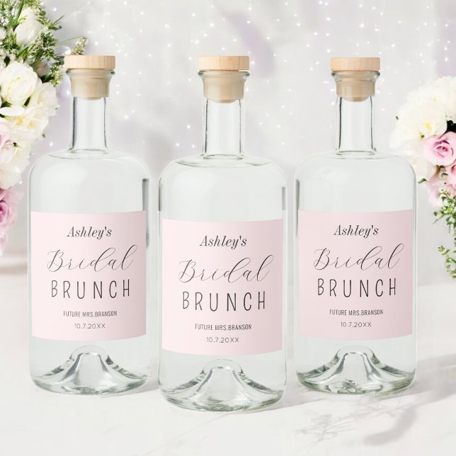 Bridal Shower Brunch Blush Pink    Liquor Bottle Label (Creator Uploaded)