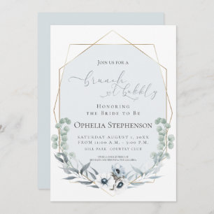 BRIDAL SHOWER Brunch & Bubbly Dusty Blue Floral Invitation