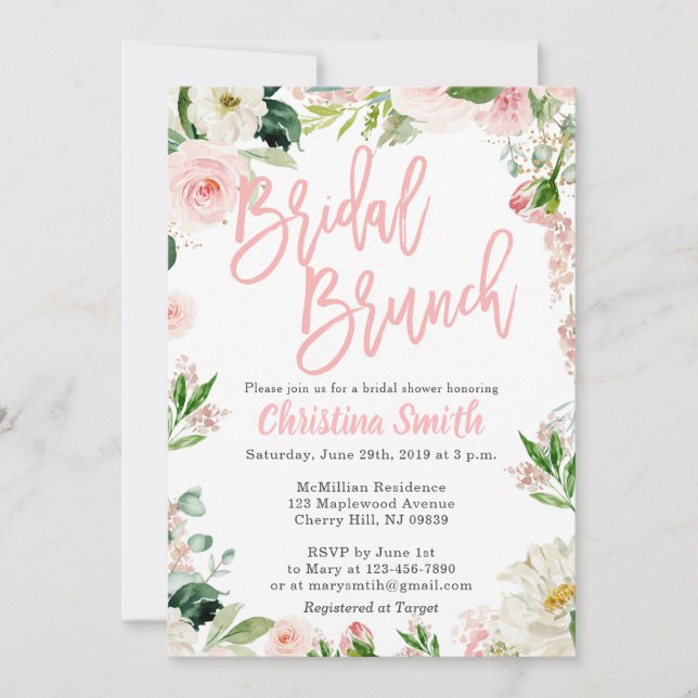 Bridal Shower Brunch Floral Invitations (Front)