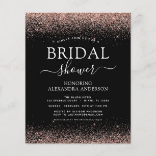 Bridal Shower Budget Glitter Rose Gold Blush Pink Flyer