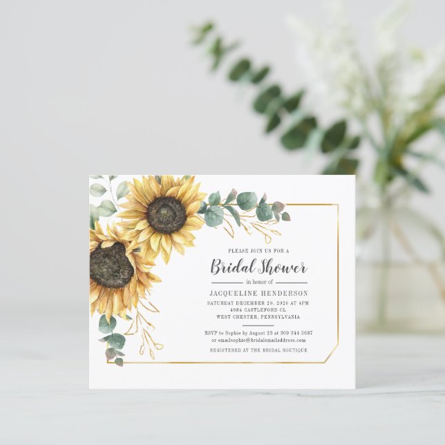 Bridal Shower Budget Sunflower Eucalyptus Greenery (Standing Front)