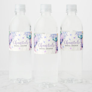 Bridal Shower Butterflies Water Bottle Label