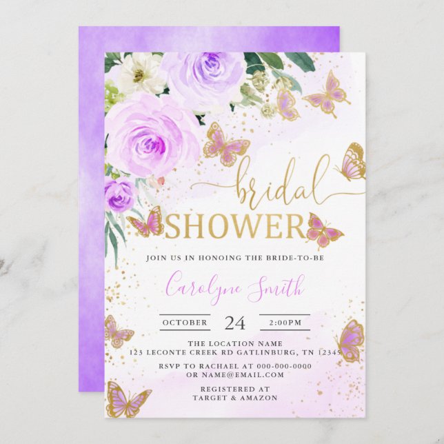 Bridal Shower Butterfly Invitation (Front/Back)