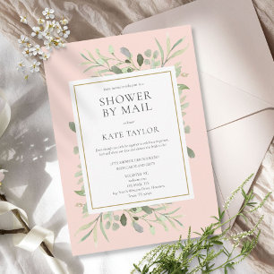 Bridal Shower By Mail Long Distance Greenery Pink Invitation