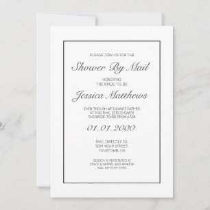 Bridal Shower By Mail Modern Minimalist White Invitation