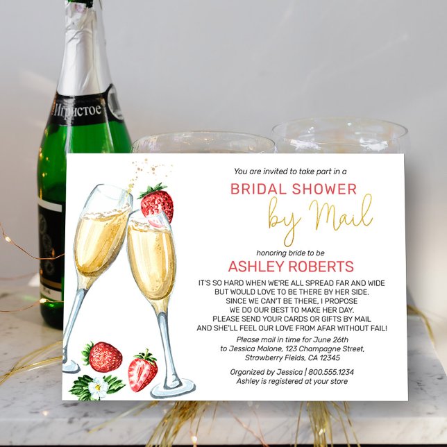 Bridal Shower by Mail - Strawberries Champagne Invitation (Bridal Shower by Mail invitation from my Strawberries and Champagne bridal shower collection)