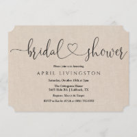 Bridal Shower Calligraphy Invitation