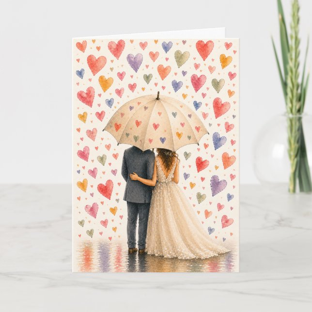 Bridal Shower Card | Romantic Under Umbrella (Front)