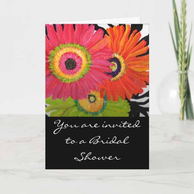 Bridal Shower Card with 3 Bright Gerbera Daisies (Front)