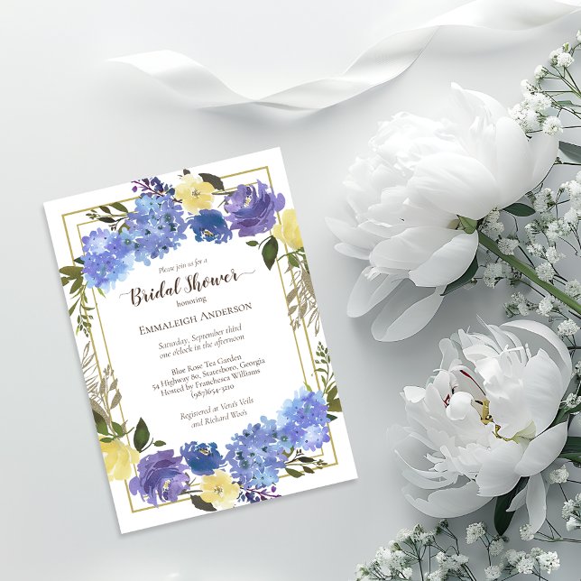 Bridal Shower Carolina Classic Blue Floral Invitation (Creator Uploaded)