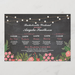 Bridal Shower Chalk Coral Itinerary Bachelorette Programme