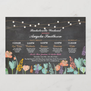 Bridal Shower Chalk Floral Itinerary Bachelorette Programme