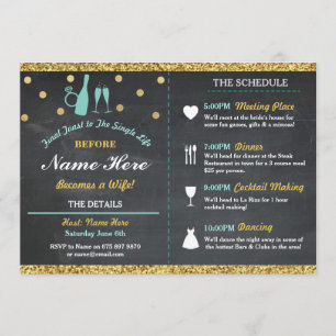 Bridal Shower Chalk Itinerary Bachelorette Gold Programme