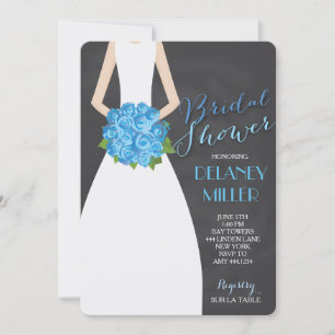 Bridal Shower Chalkboard Bride Invitations