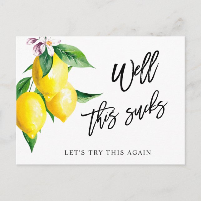 Bridal Shower Change the Date Lemons Greenery Postcard (Front)