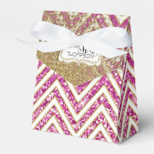 Bridal Shower Chevron Striped Jewel Glitter Favour Box